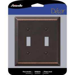AMERELLE - Century Antique 2 gang Stamped Steel Toggle Wall Plate 1 pk - Bronze