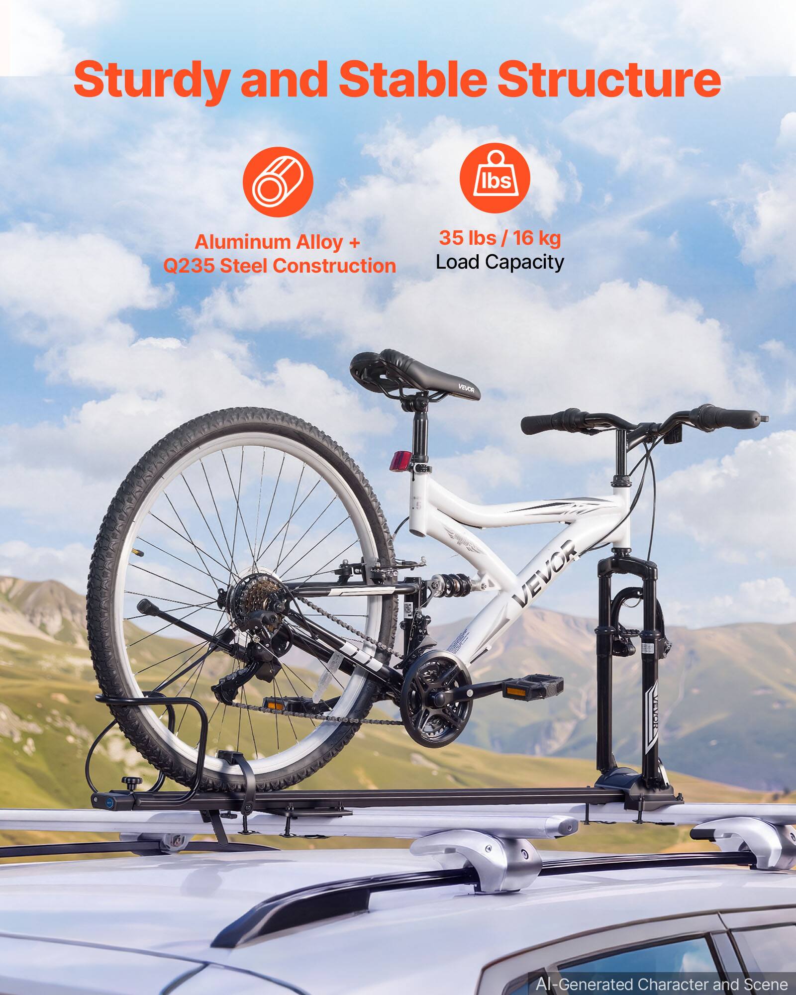 Sturdy and Stable Structure

Aluminum Alloy + Q235 Steel Construction

35 lbs / 16 kg Load Capacity

POVIN

VEVOR

AI-Generated Character and Scene
