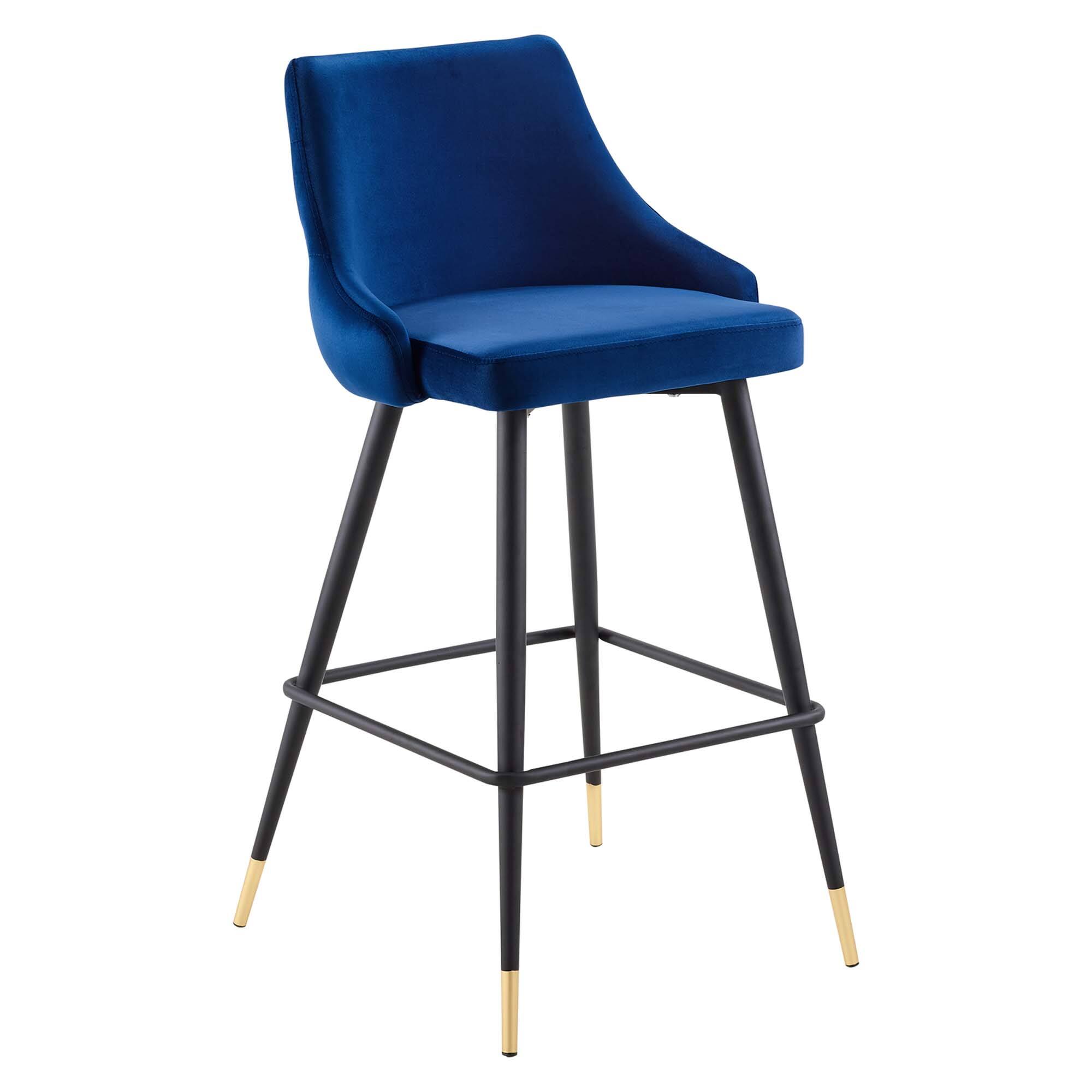 Angle. Modway - Adorn Performance Velvet Bar Stool by Modway - Navy.