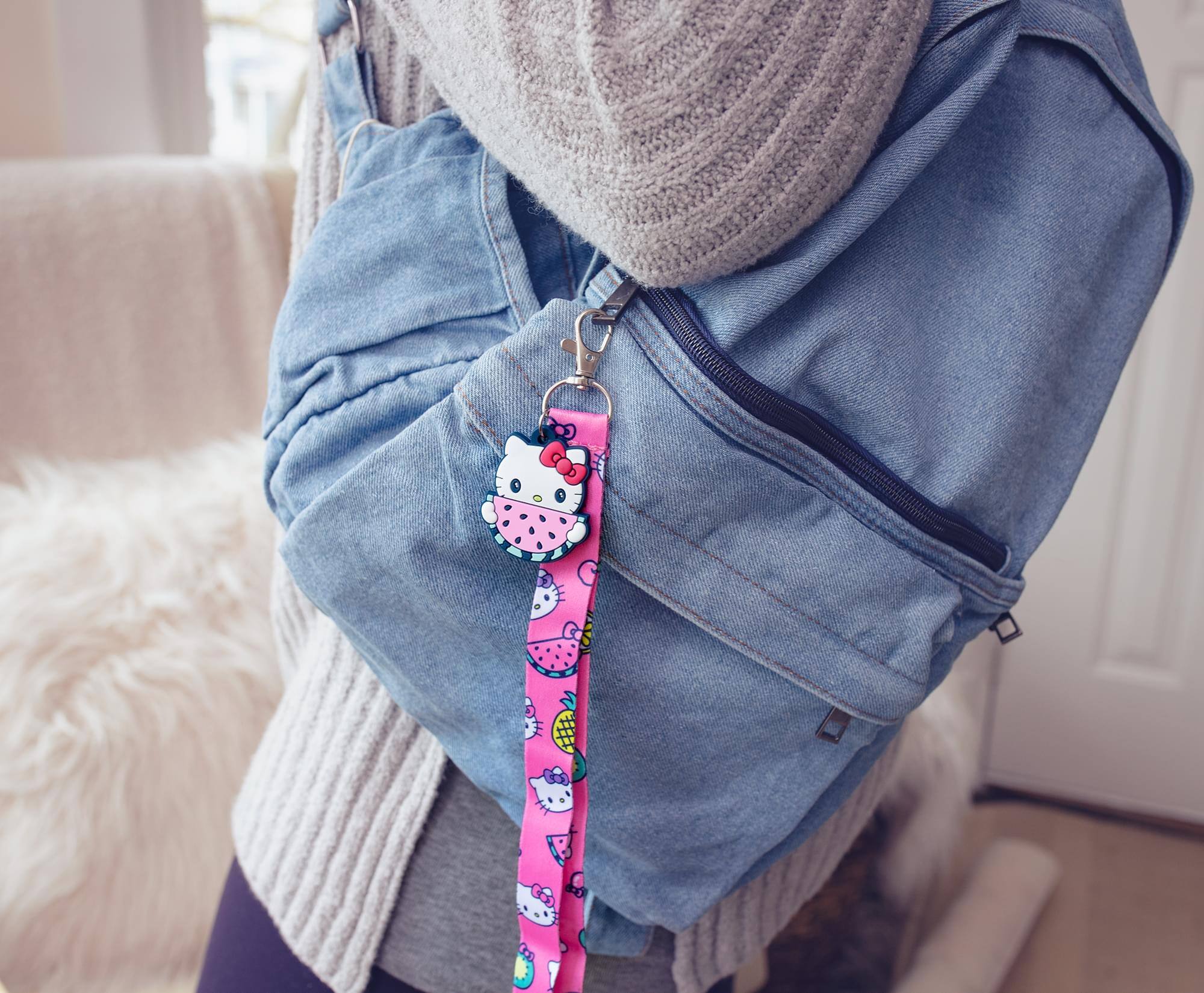 Alt View 5. Hello Kitty - Sanrio Hello Kitty Supercute Fruit Strap Lanyard With Watermelon Charm - Pink.