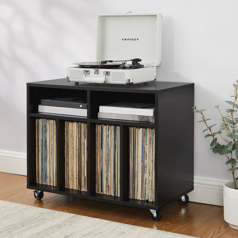 Alt View 10. Crosley Furniture - Carlo Rolling Record Player Stand With Vinyl Storage - Black.
