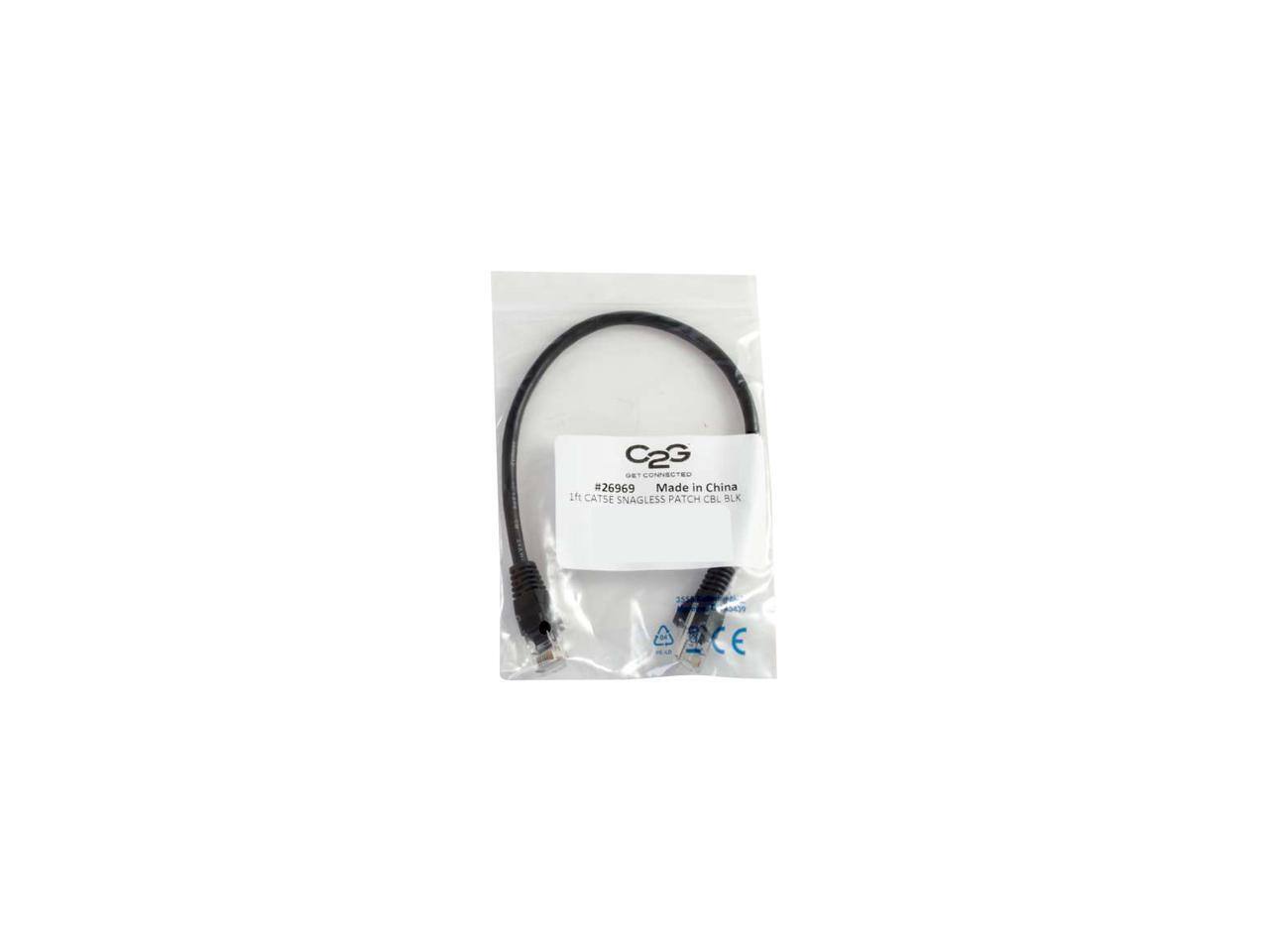 C2G CONNECTED  
#26969  
Made in China  
1ft CATSE SNAGLESS PATCH CBL BLK  
CE