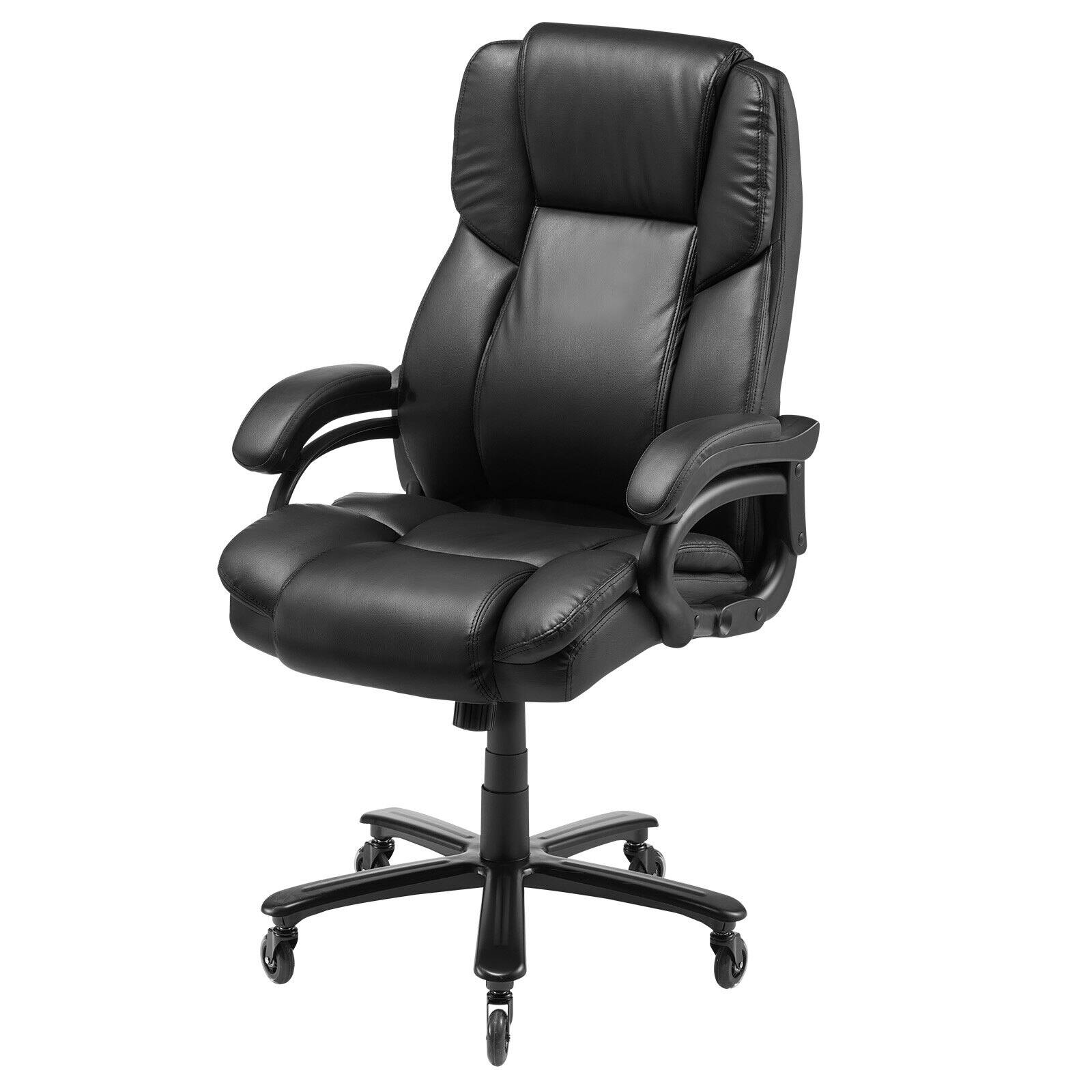 Alt View 10. Glintex - Executive Office Chair with Lumbar Support, 500lbs Capacity Ergonomic Reclining PU Leather Desk Chair Height Adjustable - Black.
