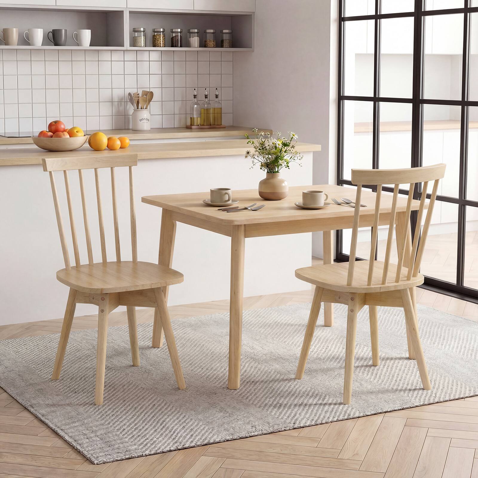 Alt View 1. Gymax - Gymax Dining Chairs Set of 2 Mid Century Rubber Wood Kitchen Chairs w/ Swivel Seat Natural - Yellow.