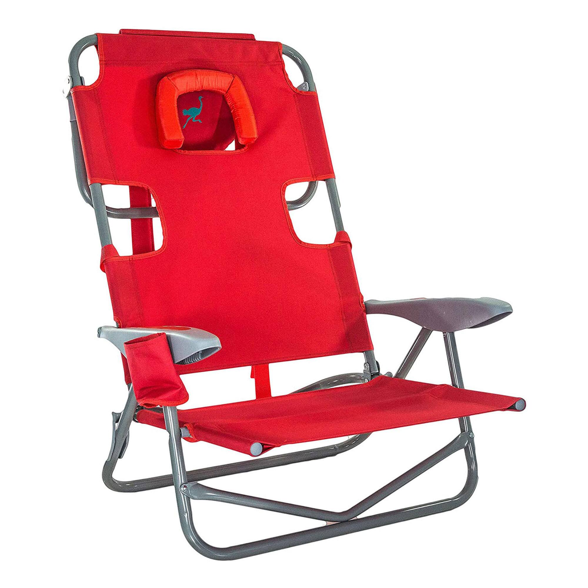 Alt View 1. Ostrich - Ostrich On Your Back Folding Reclining Outdoor Camping Lawn Chair, Red (2 Pack) - Red.