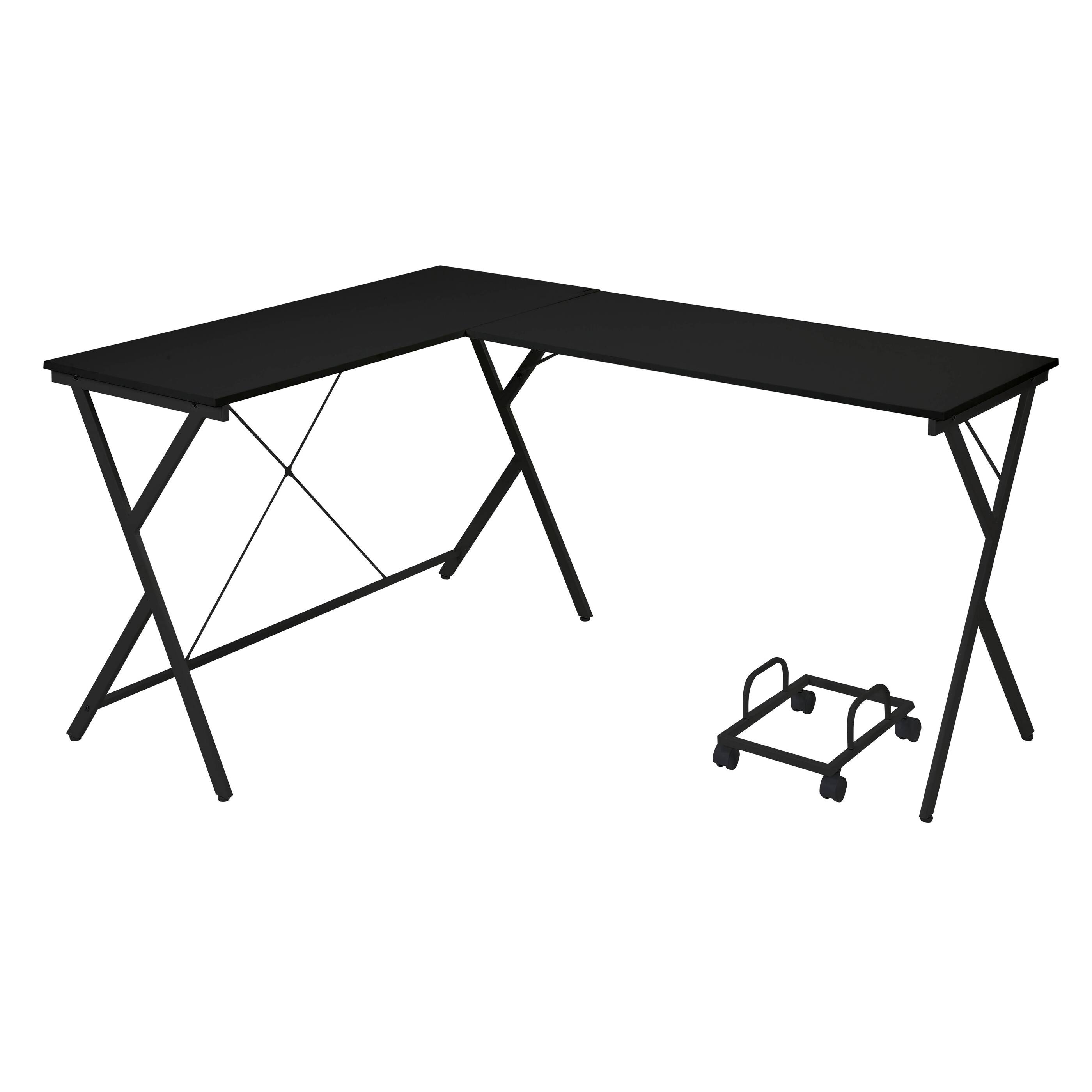 Angle. TinyHomie - Black L-shaped Computer Desk with CPU Holder - Black.