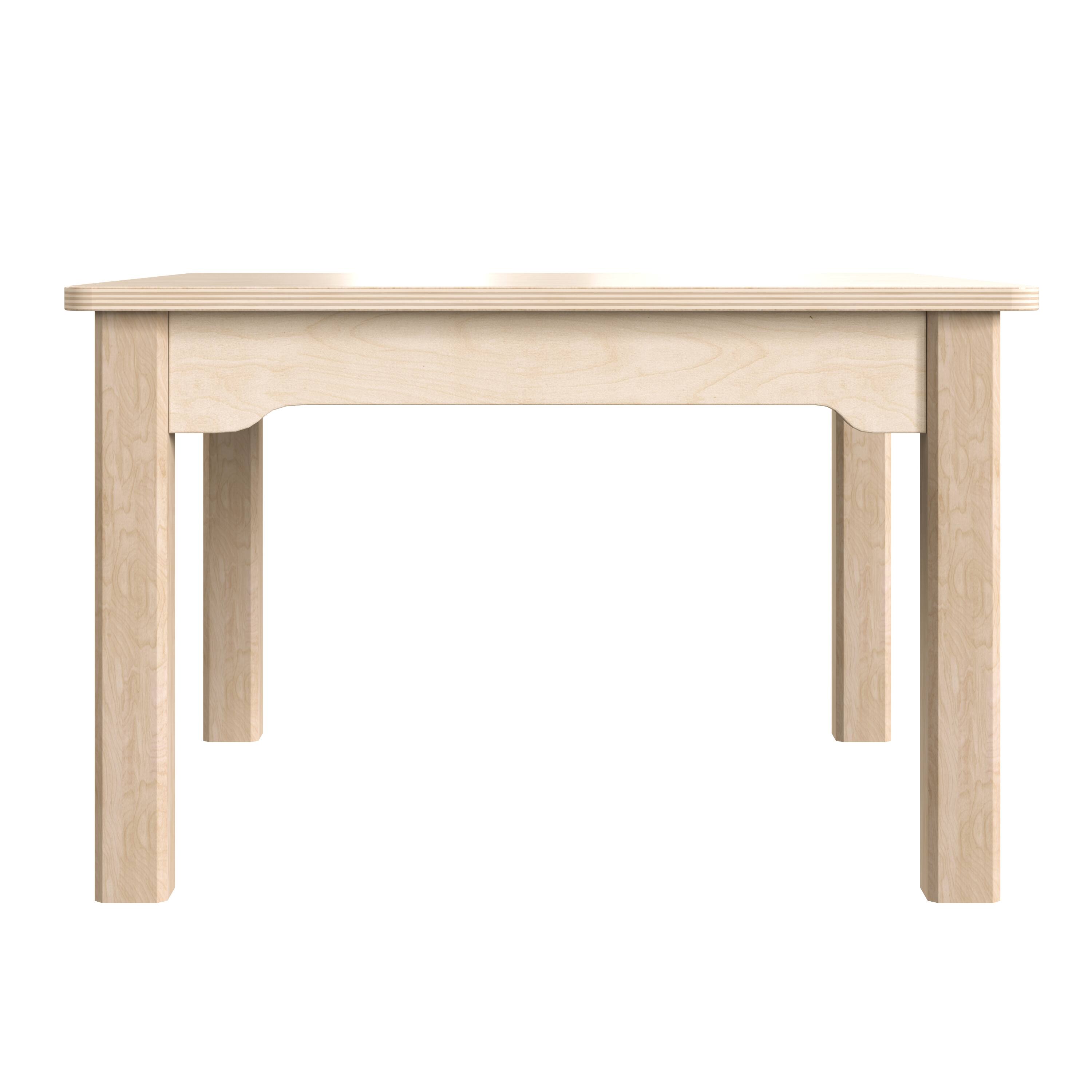 Back. Flash Furniture - Bright Beginnings Commercial Grade Wooden Square Preschool Classroom Activity Table, (23.5"W x 14.5"H), Beech - Natural.