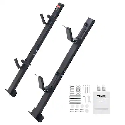 Front. VEVOR - Trimmer Rack, 2 Place Weeder Trimmer Rack, Trim Holder Trailer Rack Carrier with Zinc Alloy Password Lock - Black.