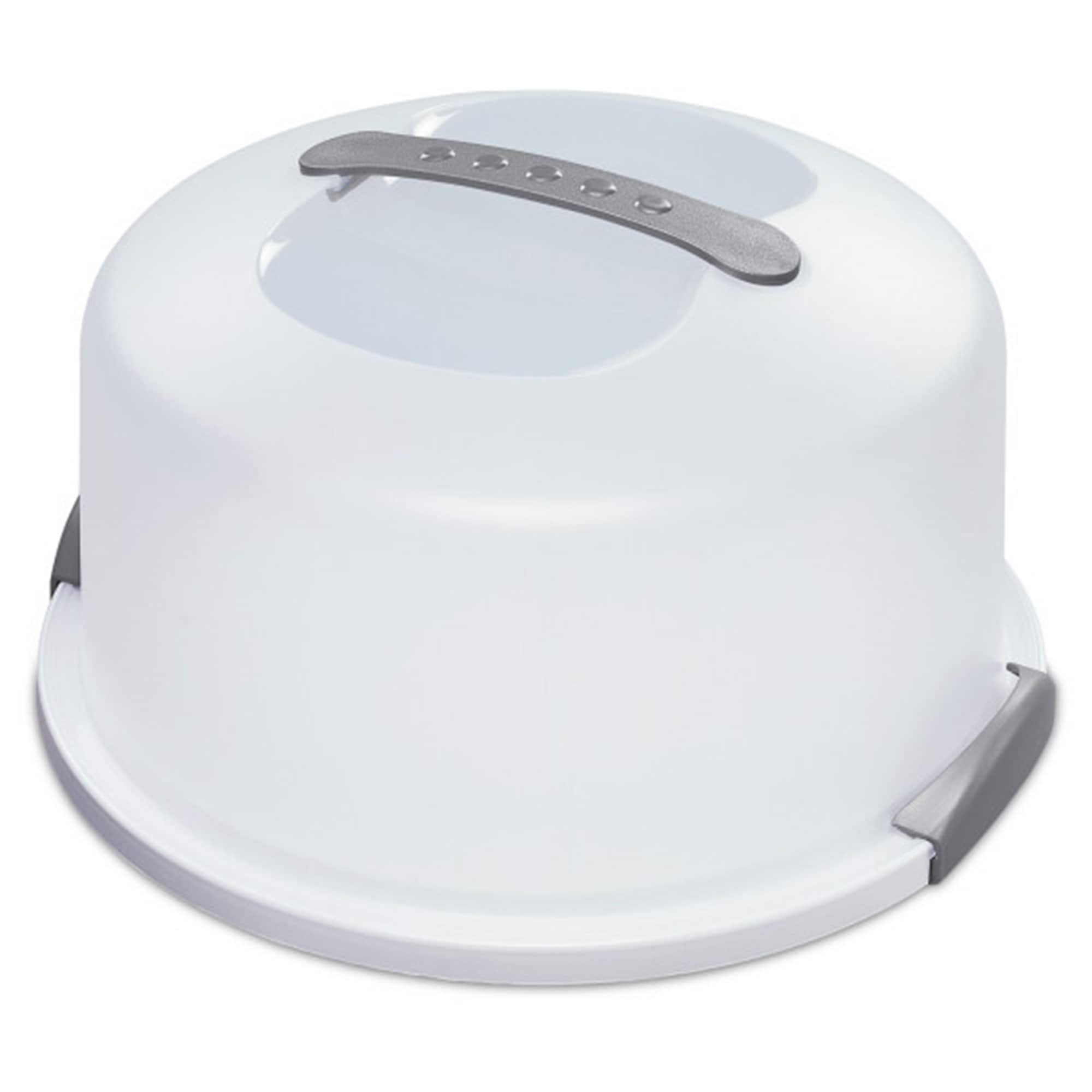 4 Pack Sterilite 02008004 Portable Latching Cake Server Carrier Keeper w/Handle - White/Clear