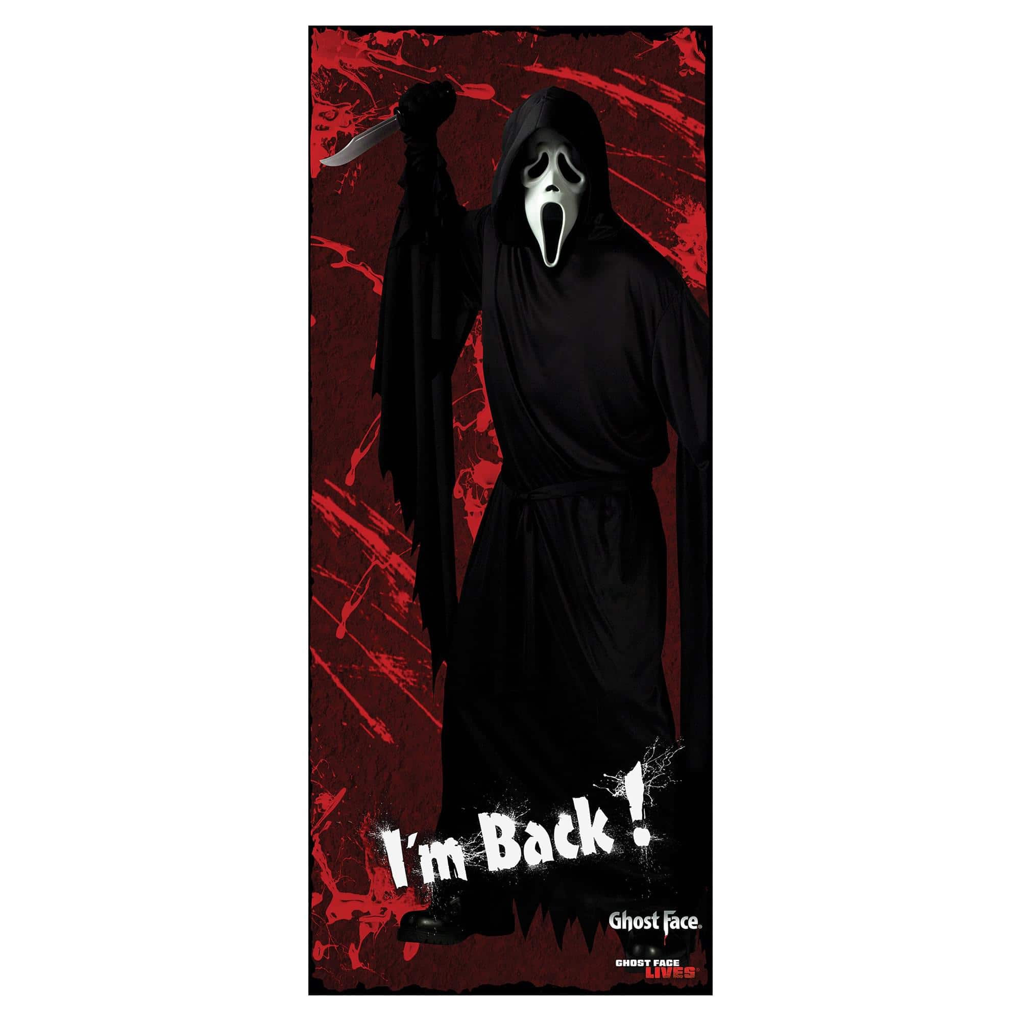 Funworld - Ghost Face Door Cover Halloween Decor - Black