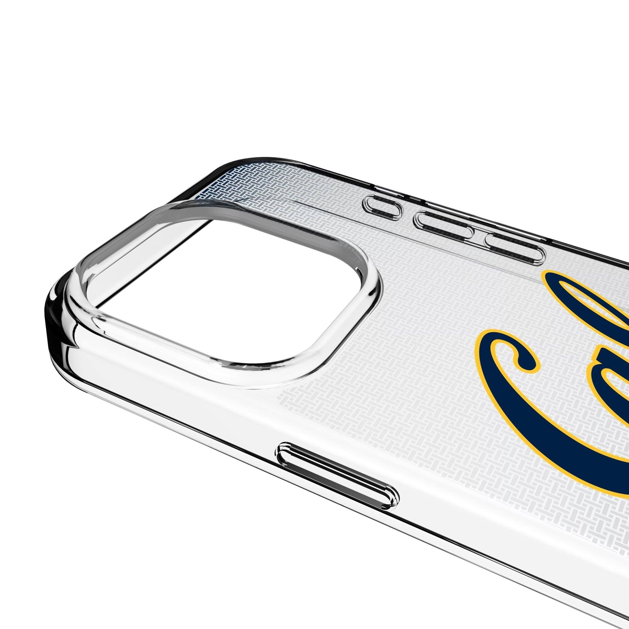 Alt View 2. Keyscaper - Cal Bears Linen Logo iPhone Clear Case - 15 Pro - Multicolor.