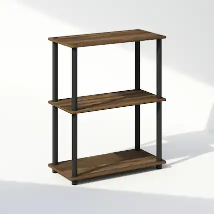 Front. Furinno - Turn-N-Tube 3-Tier Multipurpose Compact Display Rack, Shelving Unit, Bookcase - Columbia Walnut/Black.