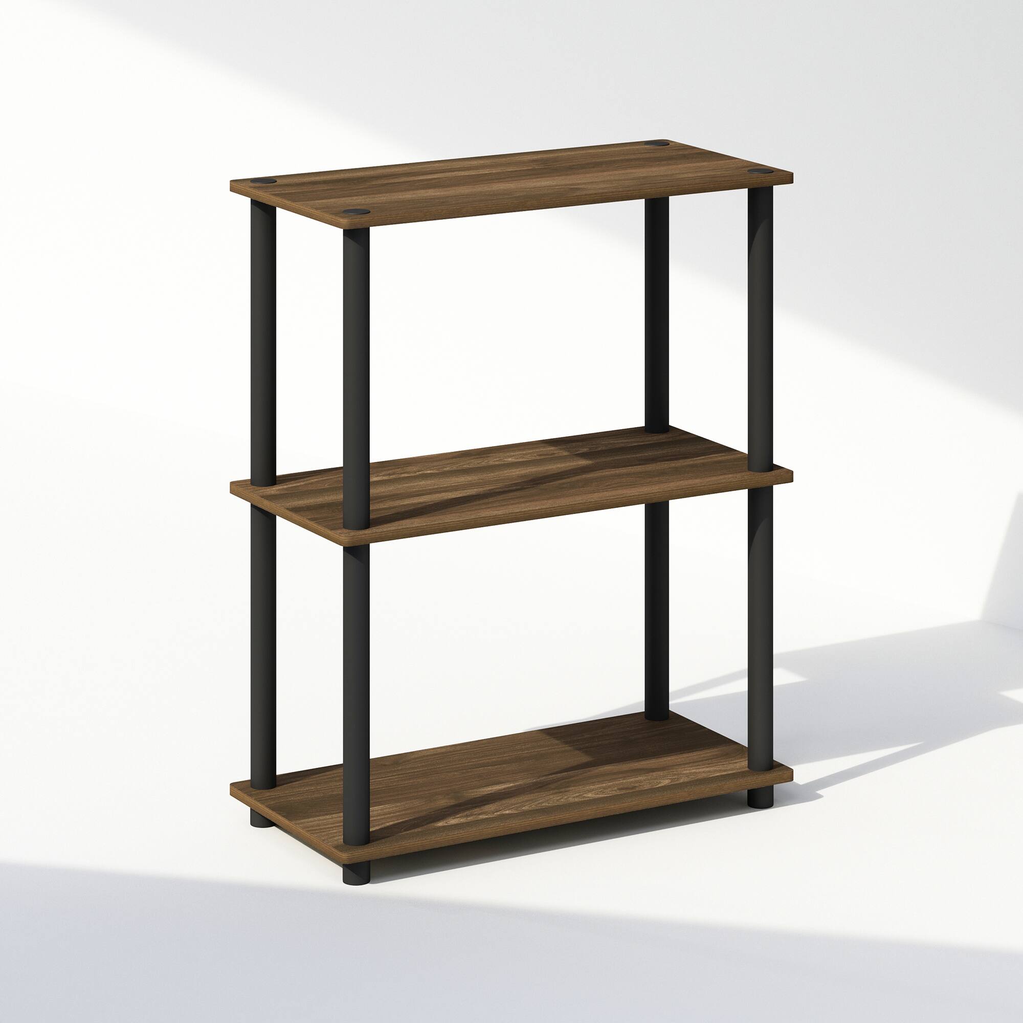 Front. Furinno - Turn-N-Tube 3-Tier Multipurpose Compact Display Rack, Shelving Unit, Bookcase - Columbia Walnut/Black.