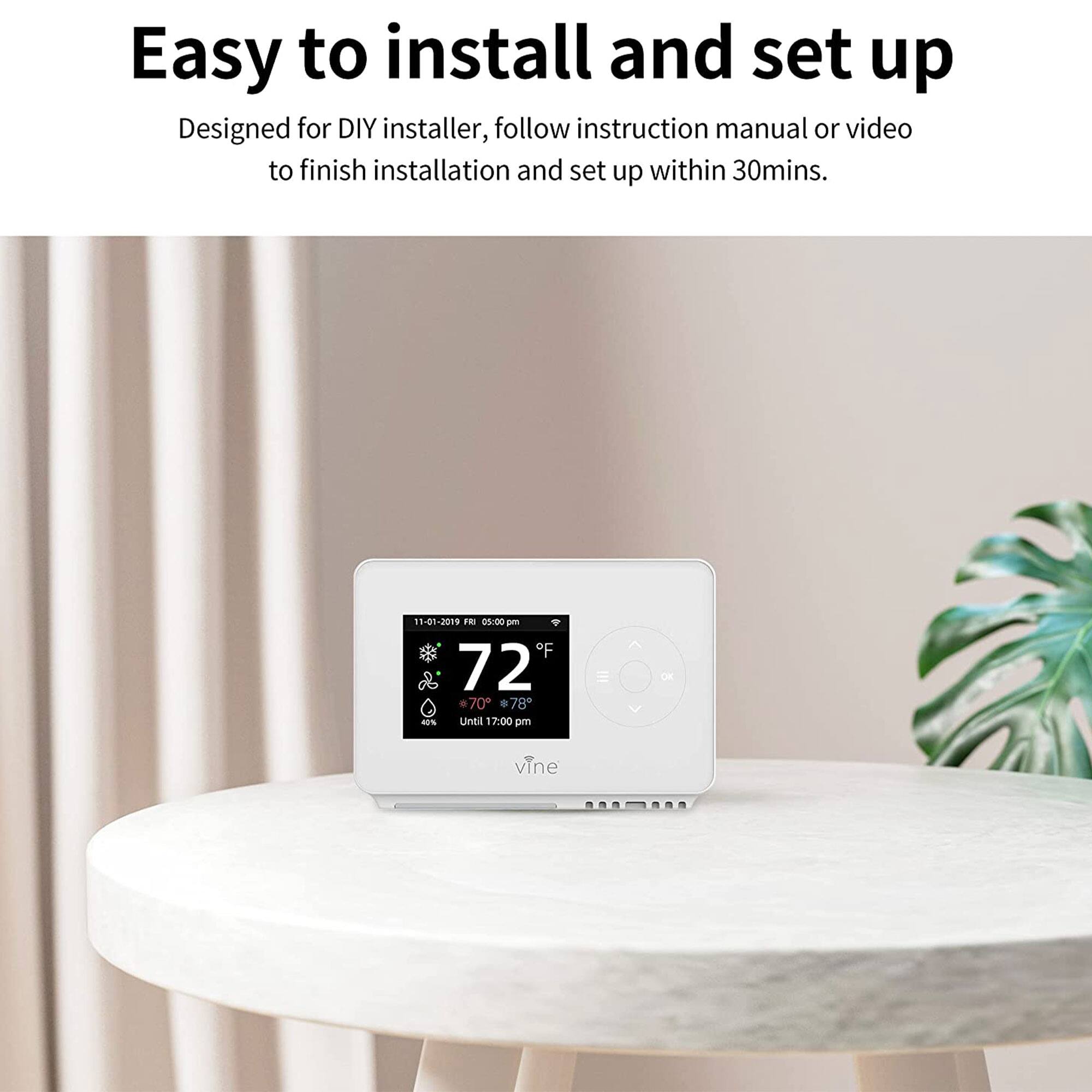 Easy to install and set up  
Designed for DIY installer, follow instruction manual or video to finish installation and set up within 30mins.  

11-01-2019  
FH 05:00 pm  
F 72 70 * 78 AUS  
Lnti 17:00 pm  
OR vine