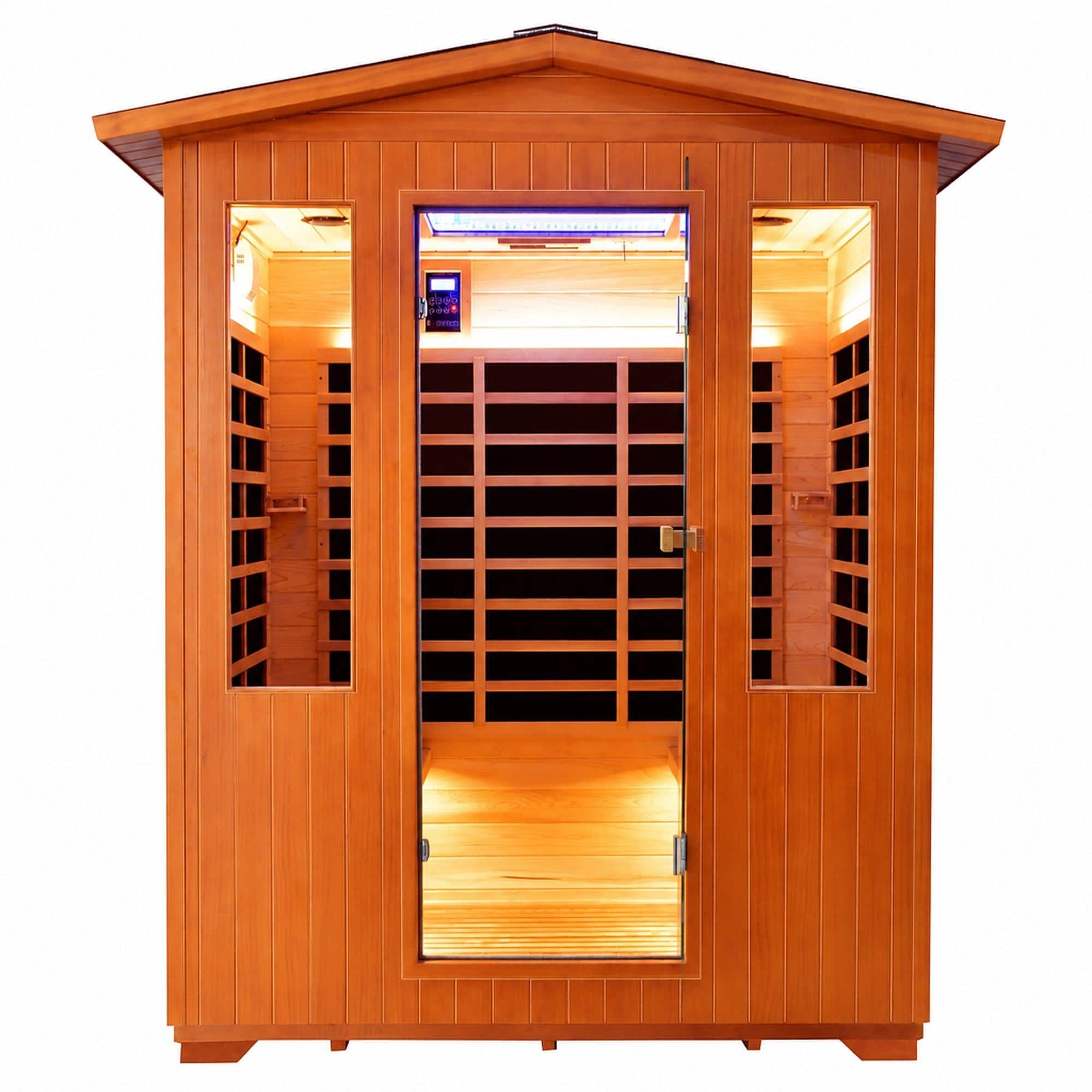 RYHNUYNE - 4 Person Outdoor Sauna Room, 158 x 119 x 208 cm, Fir and Red Cedar, 2600W 11 Heating Plates, 65 Celsius - Ameican White Oak price history on PriceWatchPro