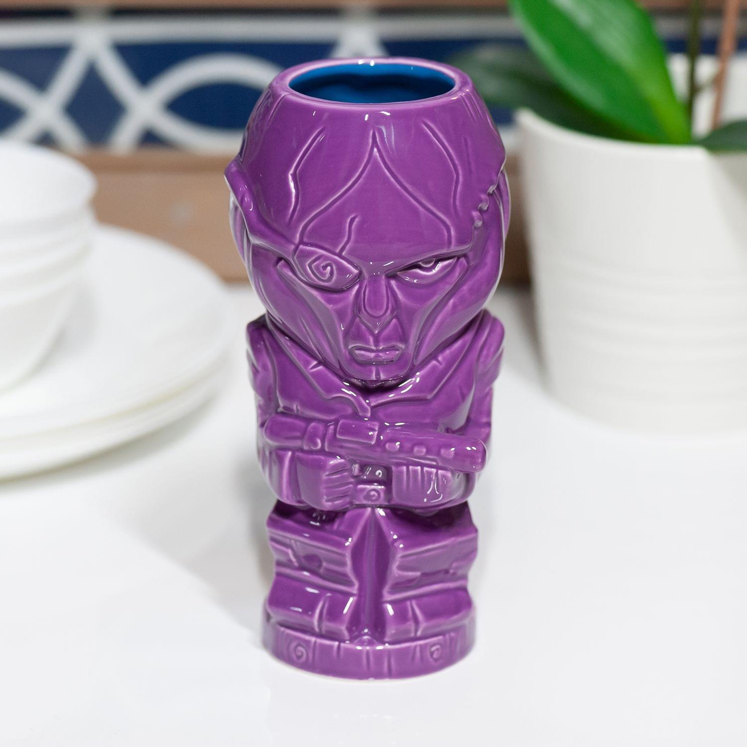 Alt View 4. ThinkGeek - Geeki Tikis Mass Effect Jaal Mug | Crafted Ceramic | Holds 14 Ounces - Purple.