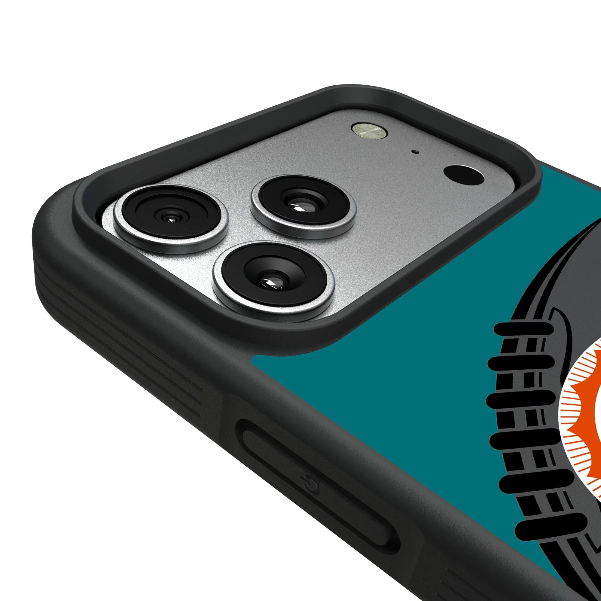 Alt View 2. Keyscaper - Miami Dolphins Bump Case with 8.2ft Drop Protection - 13 mini - Multicolor.