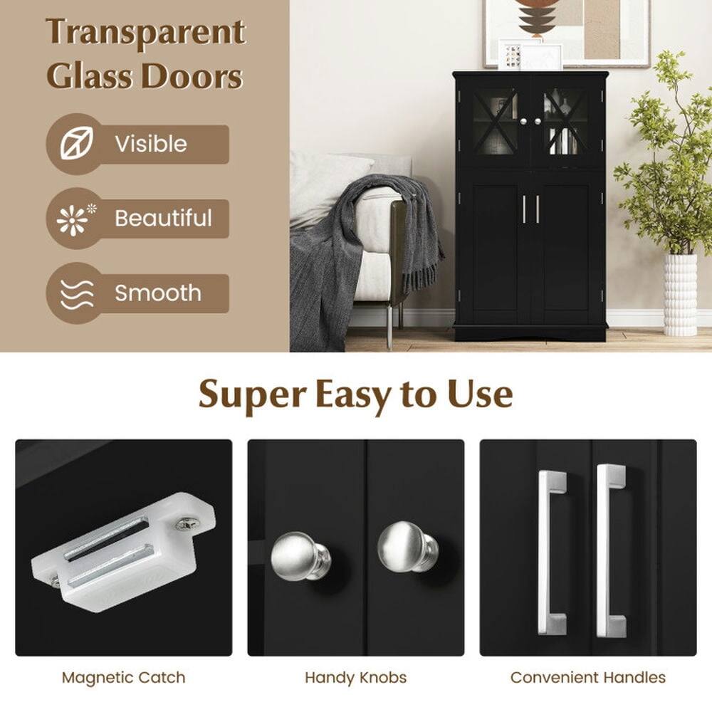Transparent Glass Doors  
- Visible  
- Beautiful  
- Smooth  

Super Easy to Use  
- Magnetic Catch  
- Handy Knobs  
- Convenient Handles