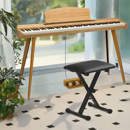 Front. Winado - 88 Key Keyboard Piano Set, Full Size Digital Piano with Multi-Adjustable Height Bench, Powerful Functional Panel 3 Pedal.