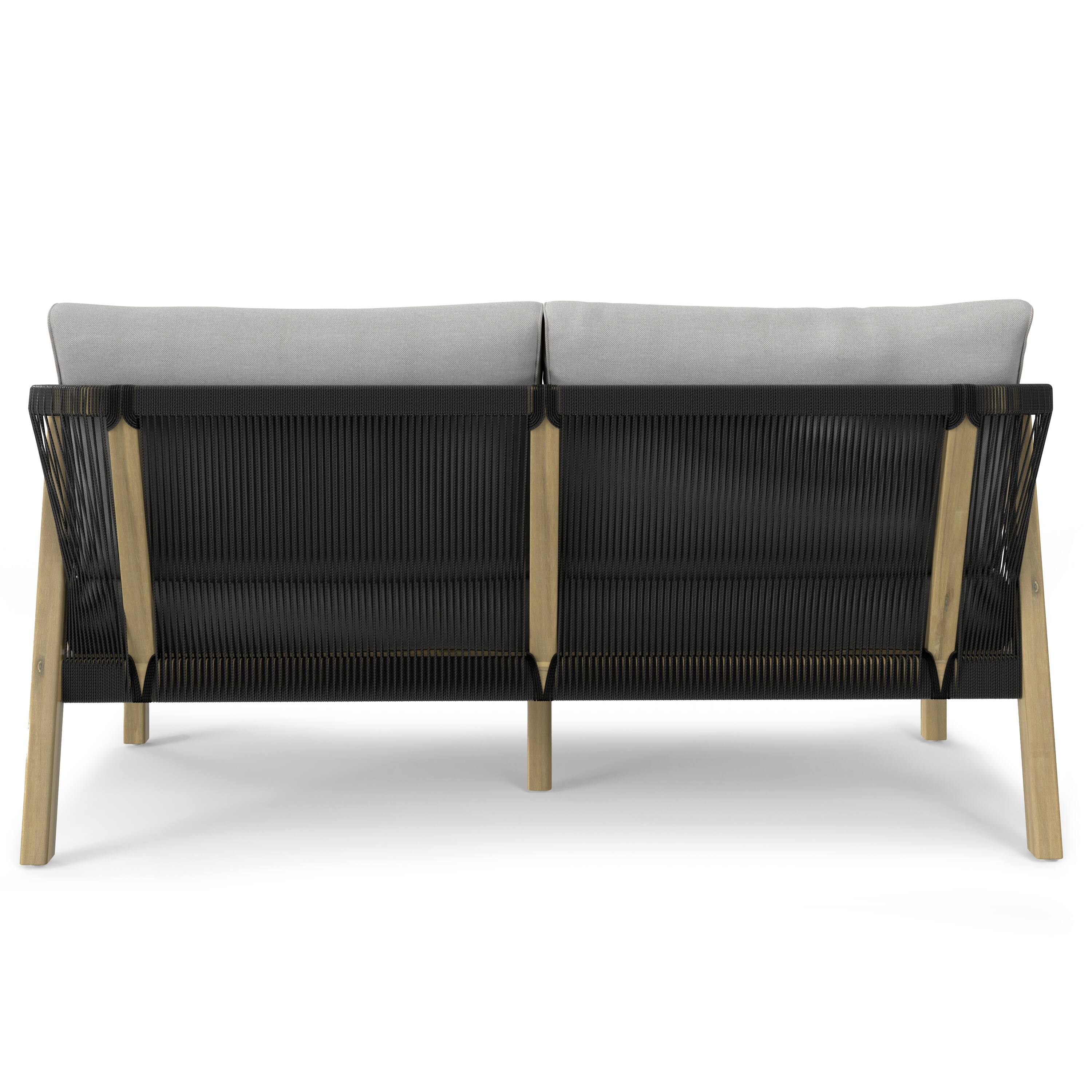 Alt View 2. Simpli Home - Palmetto SOLID ACACIA WOOD 58 inch Wide Contemporary Outdoor Sofa in Polyester Fabric, Fully Assembled - Stone Grey.