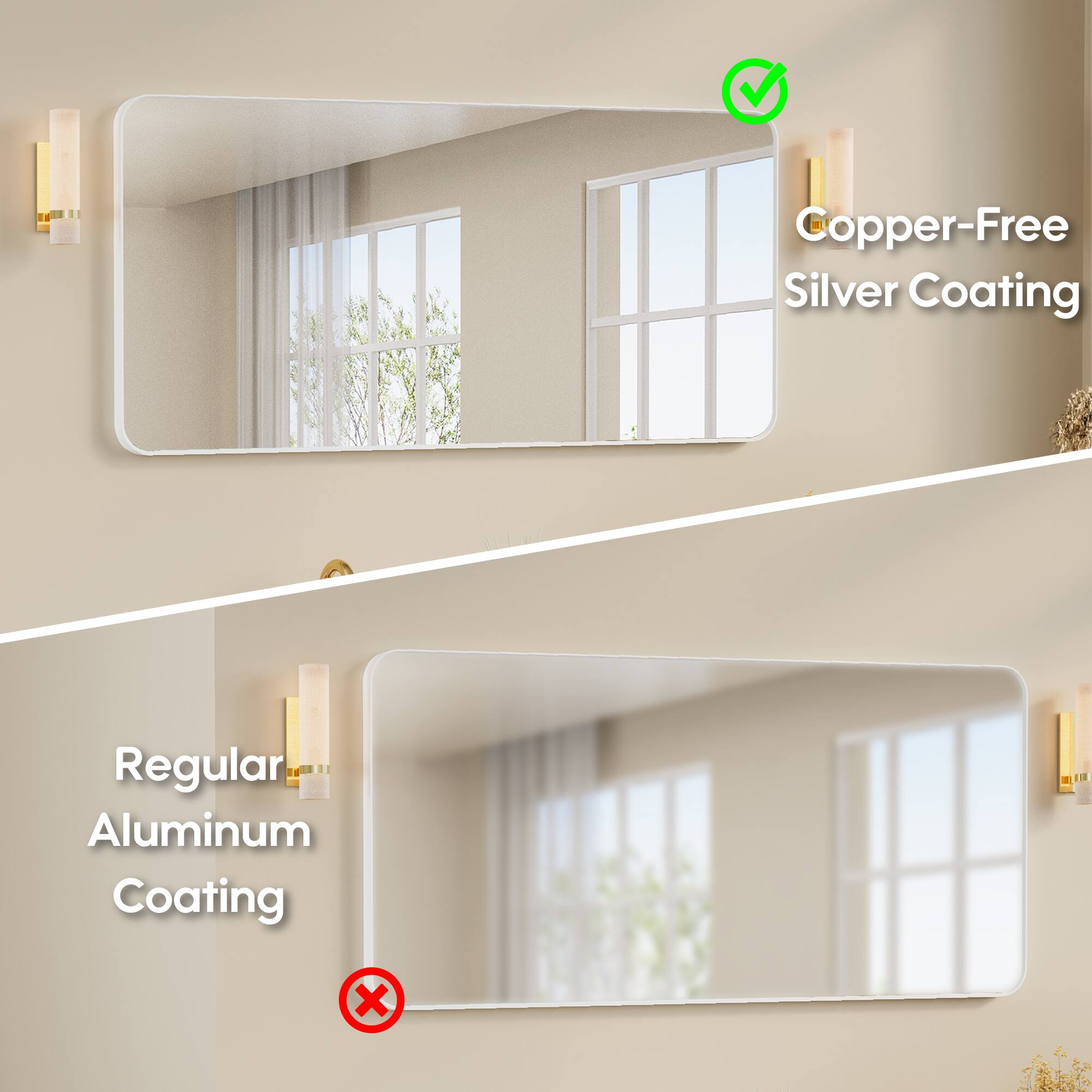 Copper-Free Silver Coating  
Regular Aluminum Coating