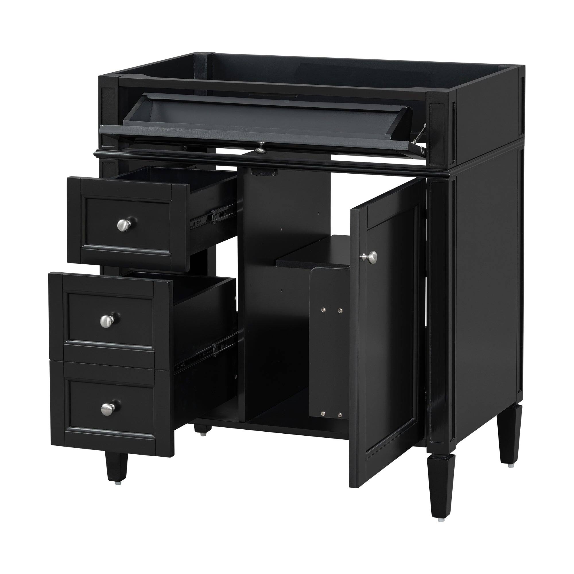 Alt View 8. Boyel Living - 30 Inch Bathroom Vanity Cabinet Only No Sink Green 2 Drawers and Tip Out DrawerBlack - Black.