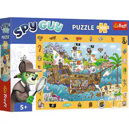 Trefl - Kids 100 Piece Puzzle - Spy Guy - Pirate Ship - The Treflik Family