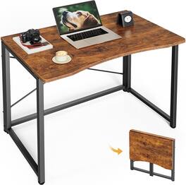 JETRANSPORT - Folding Desk For Small Spaces 31.5 Inch Foldable Computer Table Home Office Study Bedroom Dorm Space Saving W - Rustic Brown 18.9"D x 31.5"W