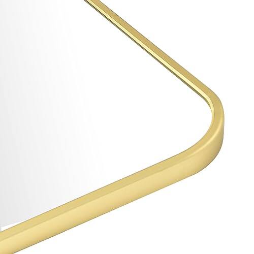 Front. Hirose Alice - Aluminum Alloy Frame Wall Mounted Bathroom Mirror With Rounded Corners fade resistant, durable, and a.