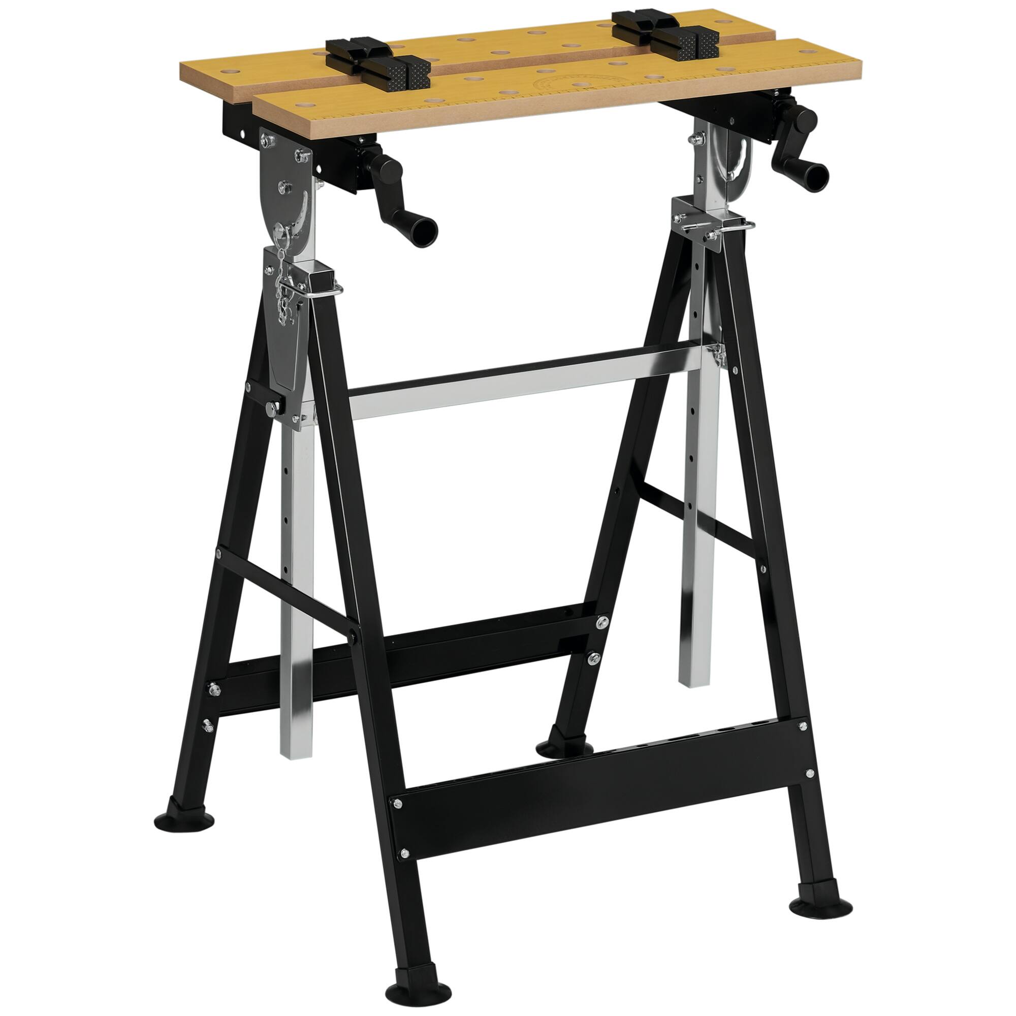 Front. Homcom - Work Bench Tool Stand with Adjustable Height/Angle, Carpenter Saw Table, 4 Clamps, 220lbs.