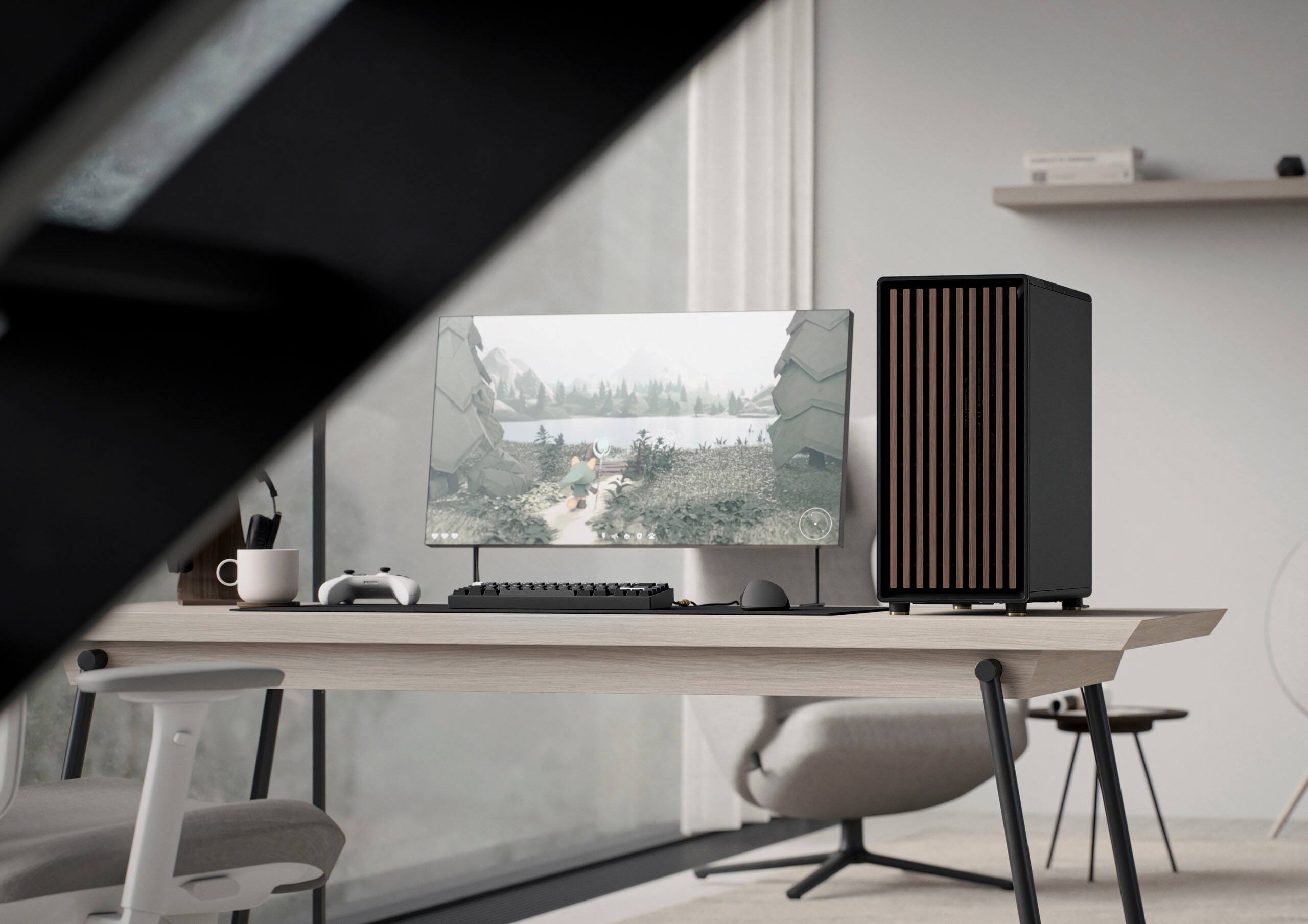 Alt View 24. Fractal Design - North Charcoal Black Chassis with Walnut Front and Dark Tinted TG Side Panel Mid-Tower PC Case - Black.