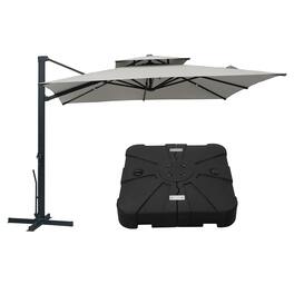 Mondawe - 10x10ft Cantilever Patio Umbrella with DIY Drape Hook and Base - Gray