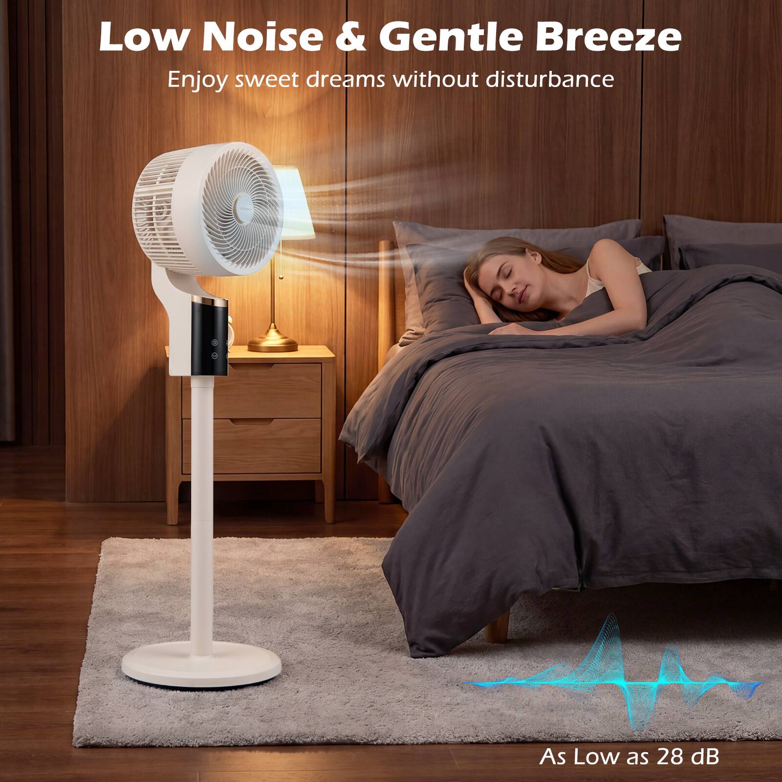 Low Noise & Gentle Breeze  
Enjoy sweet dreams without disturbance  
As Low as 28 dB