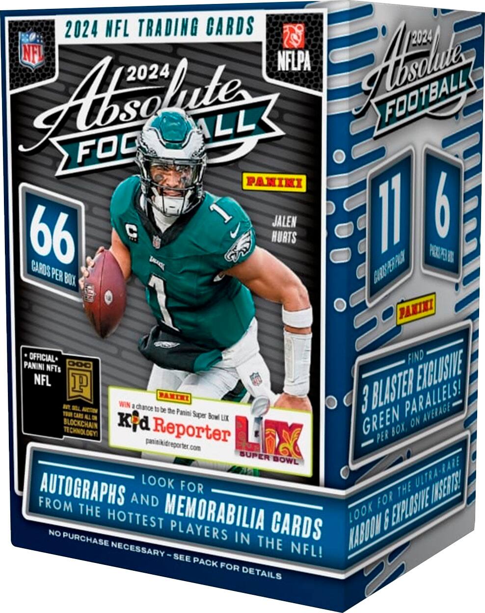 thumbnail image 2 of 2024 Panini Absolute Football Mega Box - 24 Factory Sealed Packs, 192 NFL Trading Cards 2 of 6