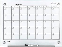Quartet - Infinity Magnetic Glass Calendar Dry-Erase Whiteboard, Frameless, 2' x 1.5'
