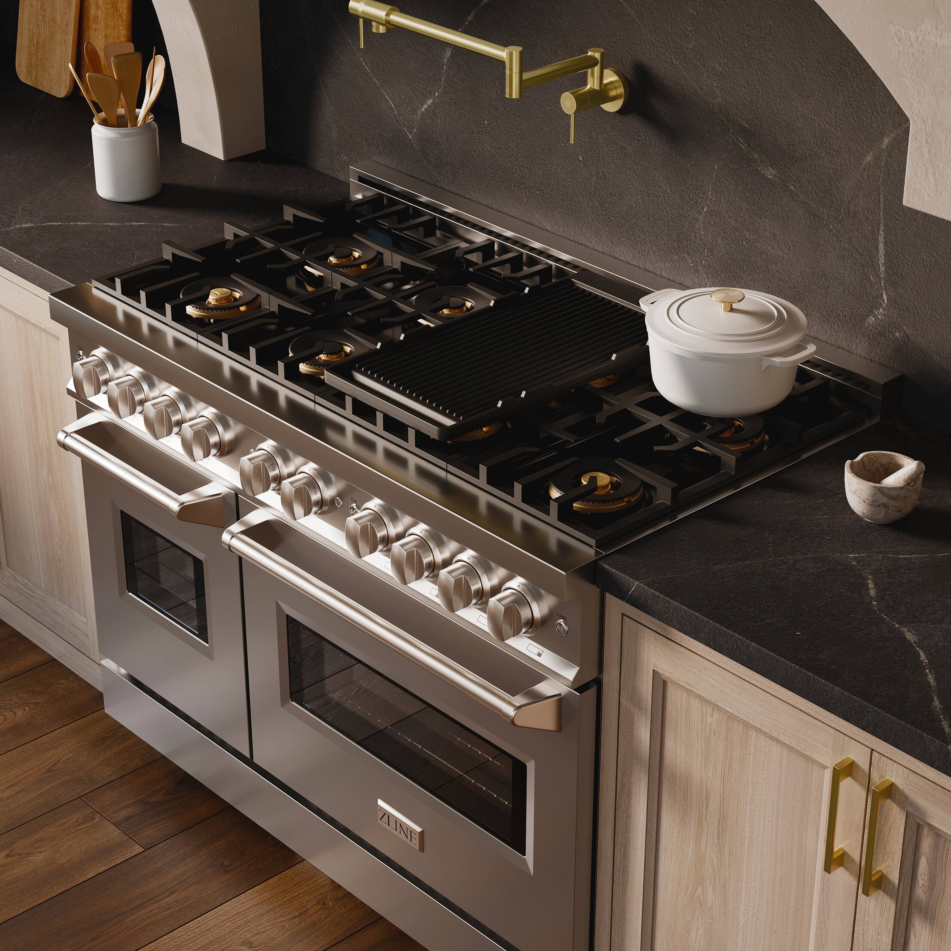 Alt View 6. ZLINE - 48 in. 6.7 cu. ft. Classic Freestanding Dual Fuel Range with 8 DuoPro Burners and Dual Ovens in Stainless Steel - Stainless Steel.