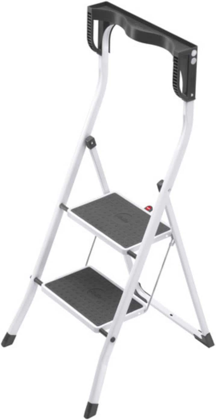 Hailo - K75 ComfortLine 2-Step Steel Folding Step Ladder with Ergonomic Knee Rest - White