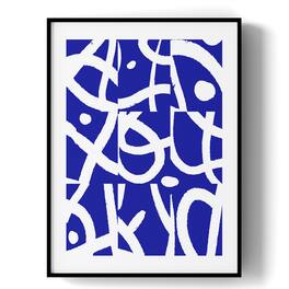 HOMLUX - 1 Piece Framed Abstract Blue Canvas Wall Art White Background Wall Decor Decorative Canvas Print 36 in. x 24 in - Multi-Colored