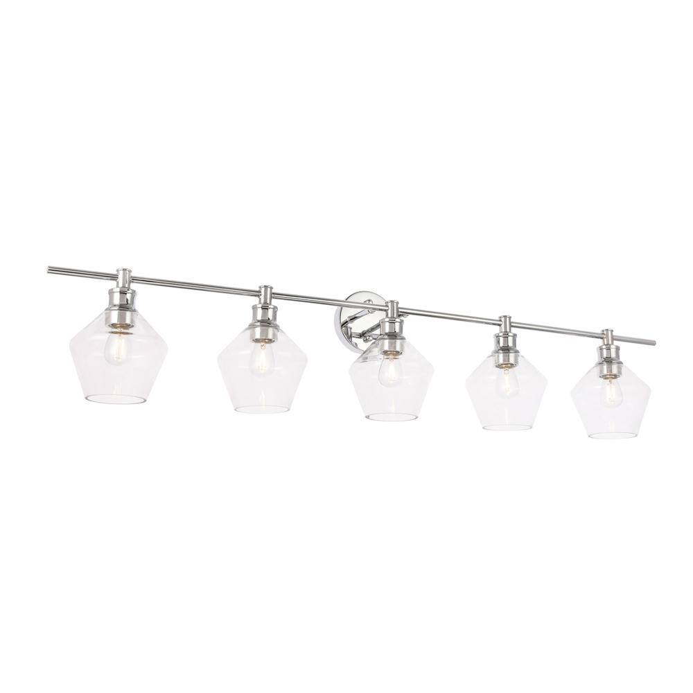Back. Living District - Gene 5 light Chrome and Clear glass Wall sconce - Chrome And Clear Glass.