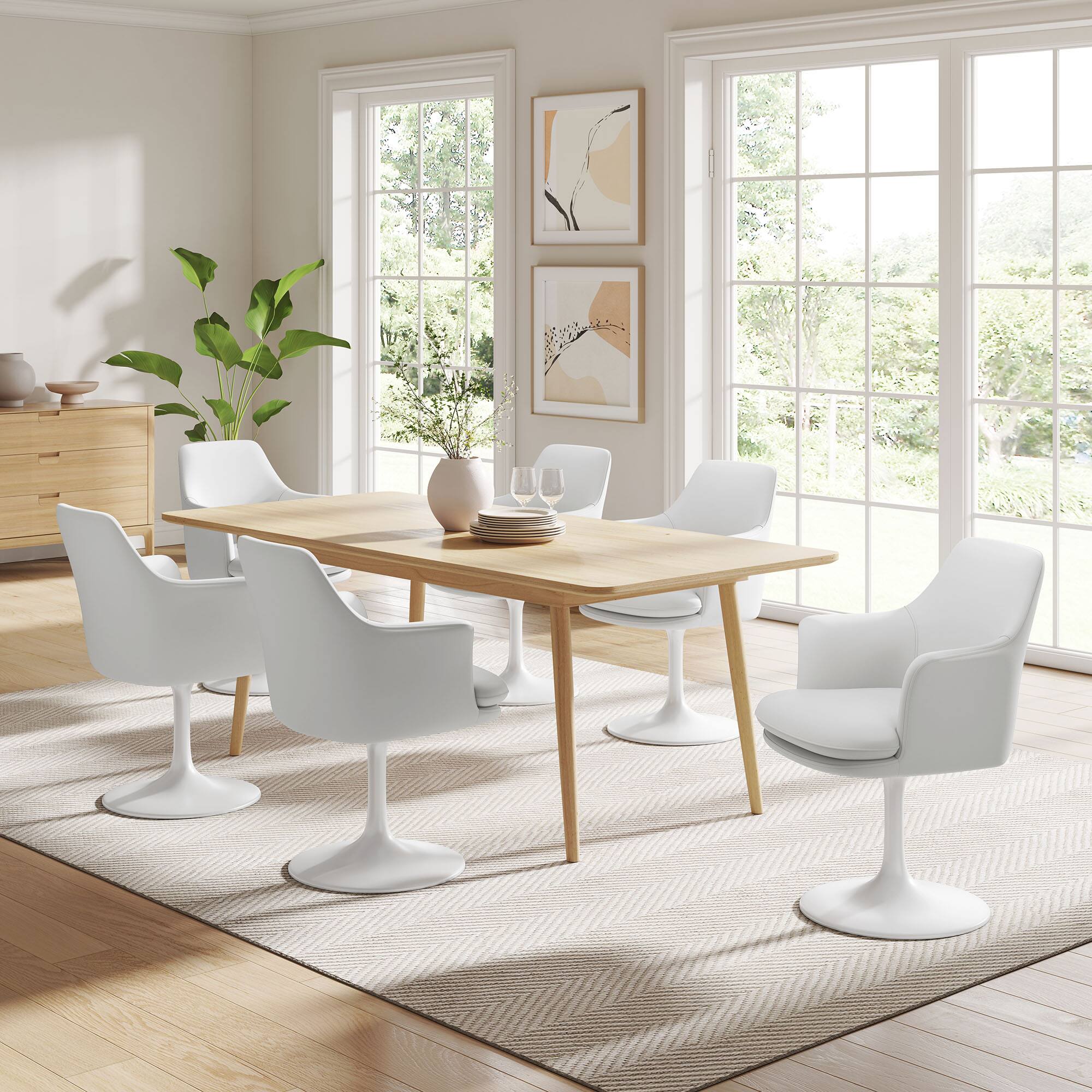 Alt View 1. Modway - Lippa Swivel Dining Armchair - White White.