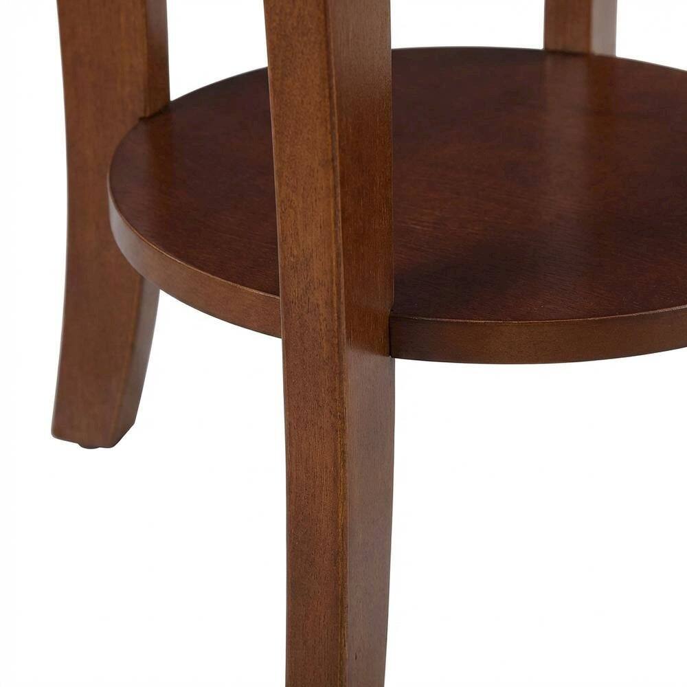 Back. FurniFact - Mahogany Round End Table with Shelf for Classic and Transitional Styles - Brown.