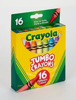 16 Easy to Hold, Hard to Break!  
Crayola JUMBO CRAYONS  
16 Different Colors!