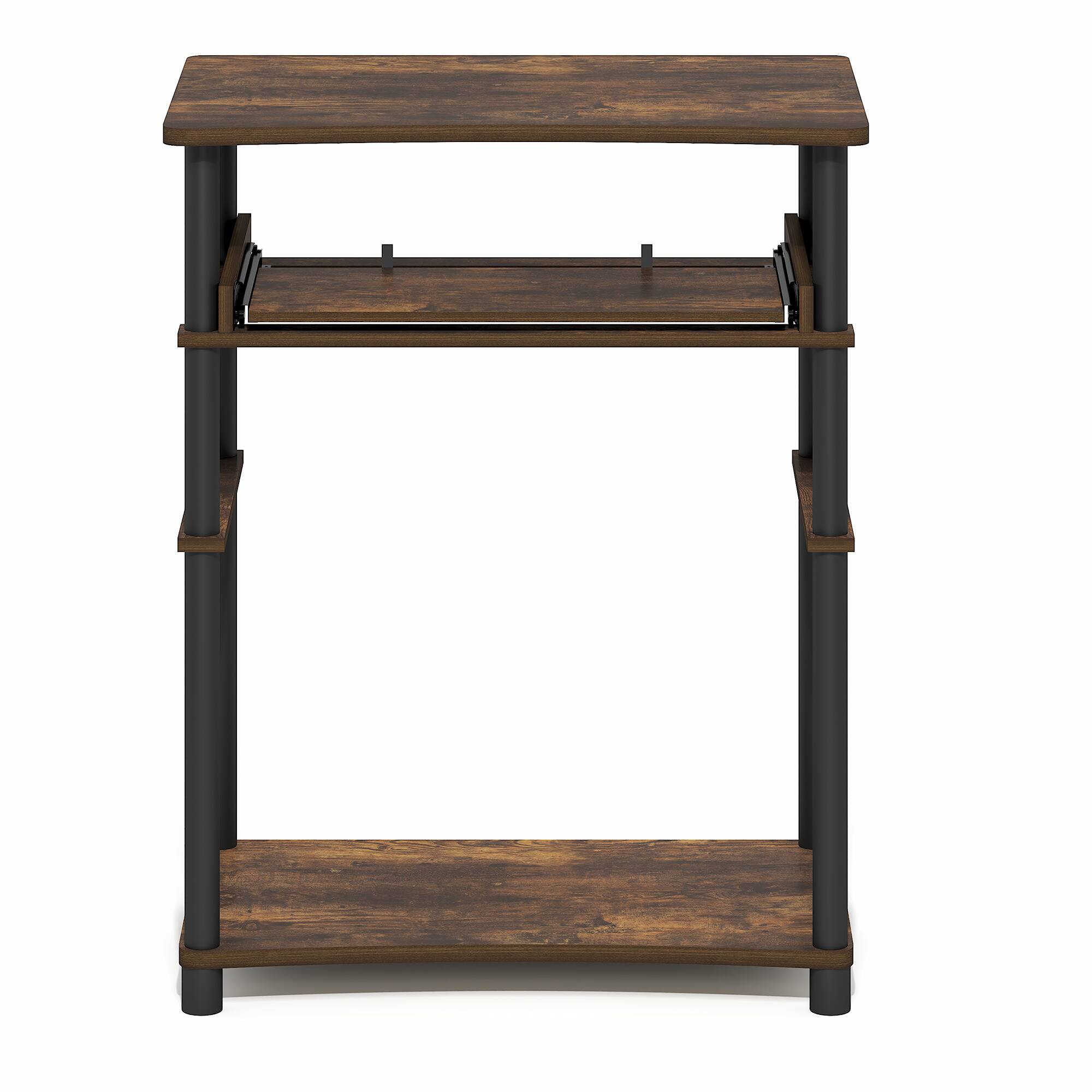 Alt View 7. Furinno - HOME Desk, Gaming Desk with Keyboard Tray, Open Shelf Computer Desk, for Home Office, Study Room, Dorm, Bedroom - Amber Pine/Black.