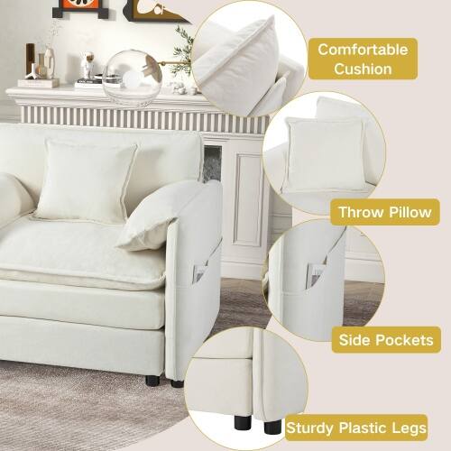 Comfortable Cushion Throw Pillow Side Pockets Sturdy Plastic Legs
