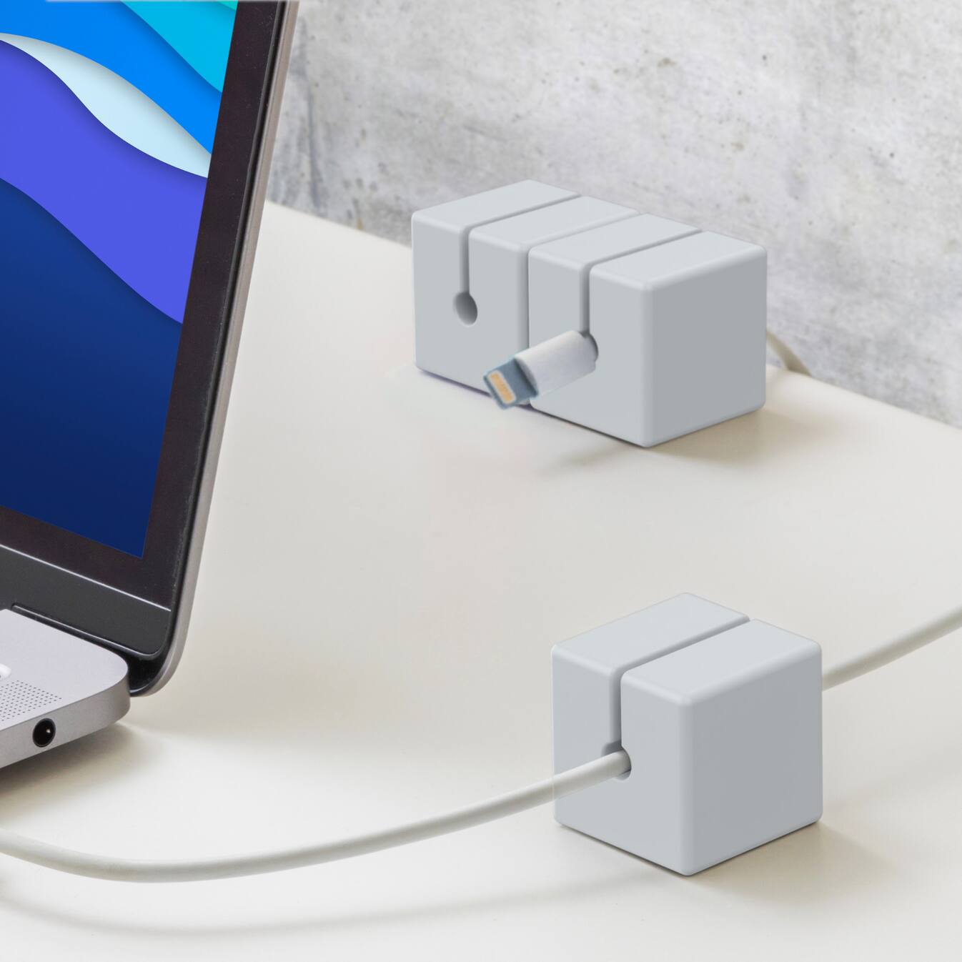 Left. Function 101 - Cable BlocksMagnetic Cord Organizers - Gray (3 pack) - Gray.