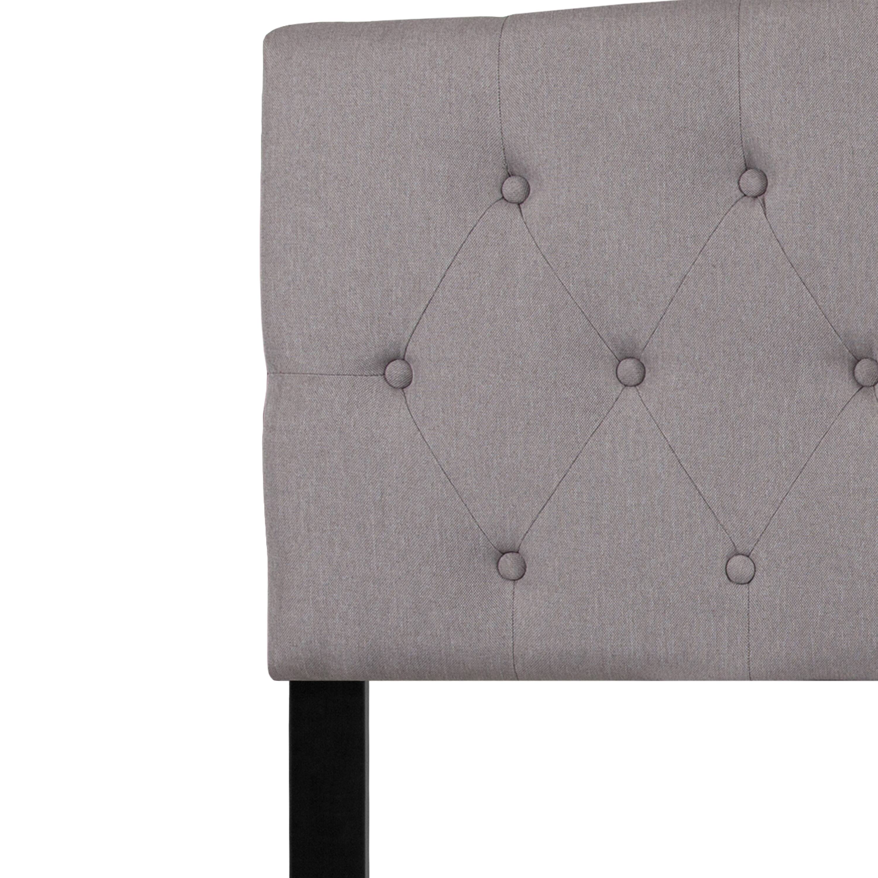Alt View 7. Emma + Oliver - Arched Button Tufted Upholstered Headboard - Light Gray.
