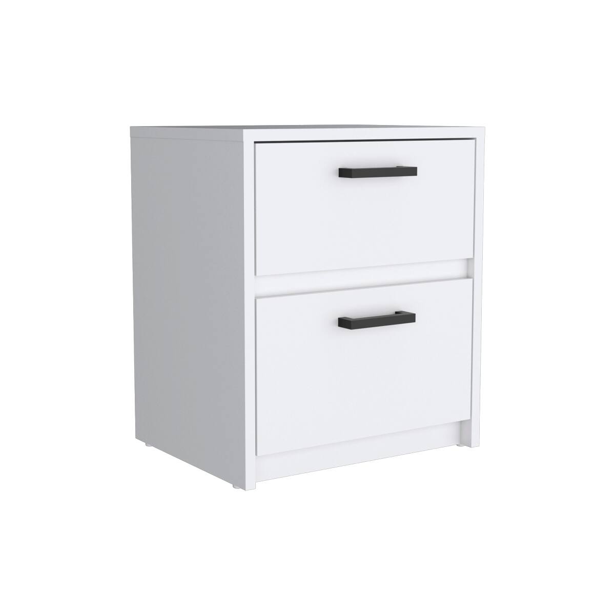 Back. Loheer - Loheer White 2 Drawer Nightstand with Metal Handles, 18 Inch High - White.