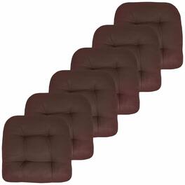Sweet Home Collection - Patio Cushions Indoor/Outdoor Chair Pads Tufted 19" x 19", 6-Pack - Chocolate