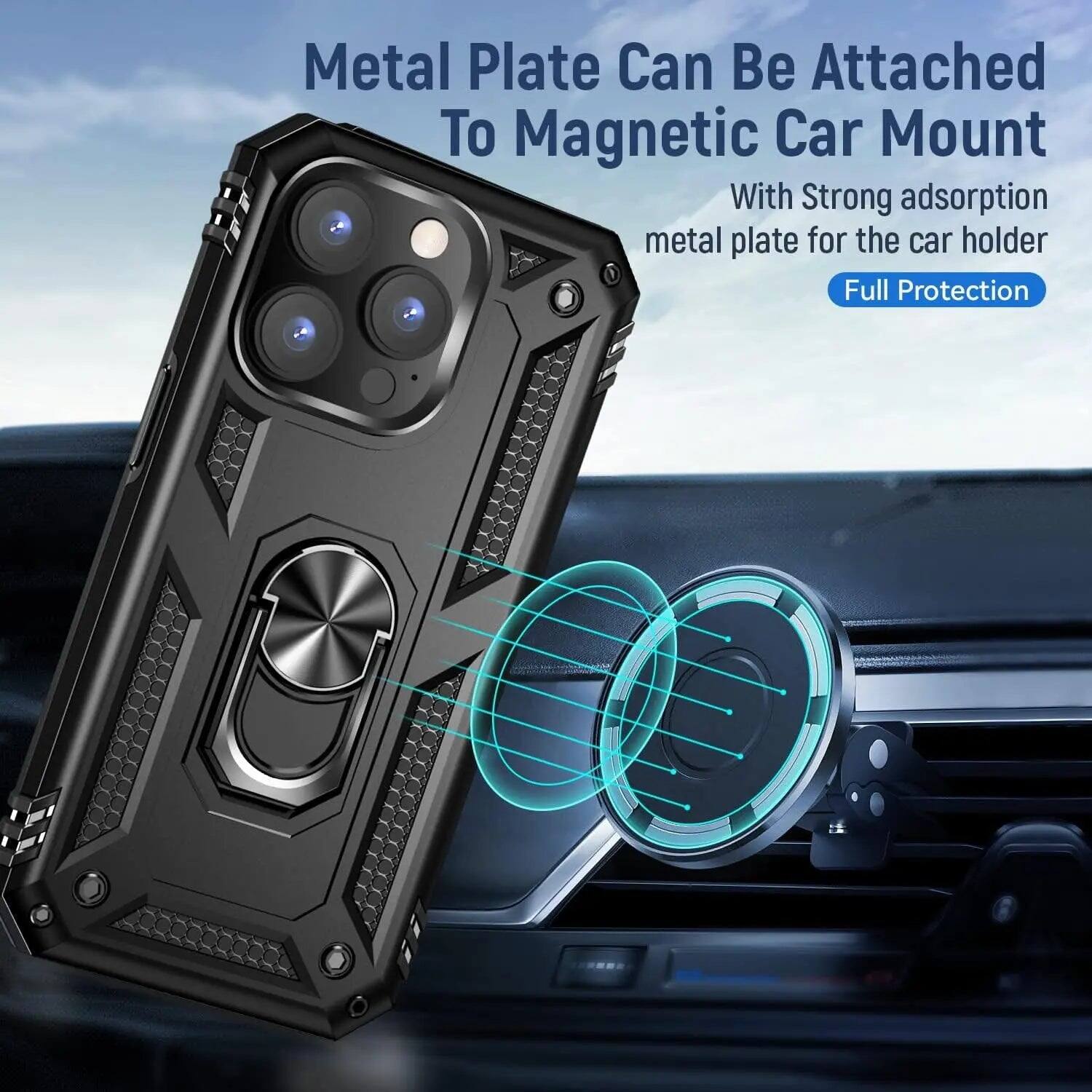 Metal Plate Can Be Attached To Magnetic Car Mount  
With Strong adsorption metal plate for the car holder  
Full Protection