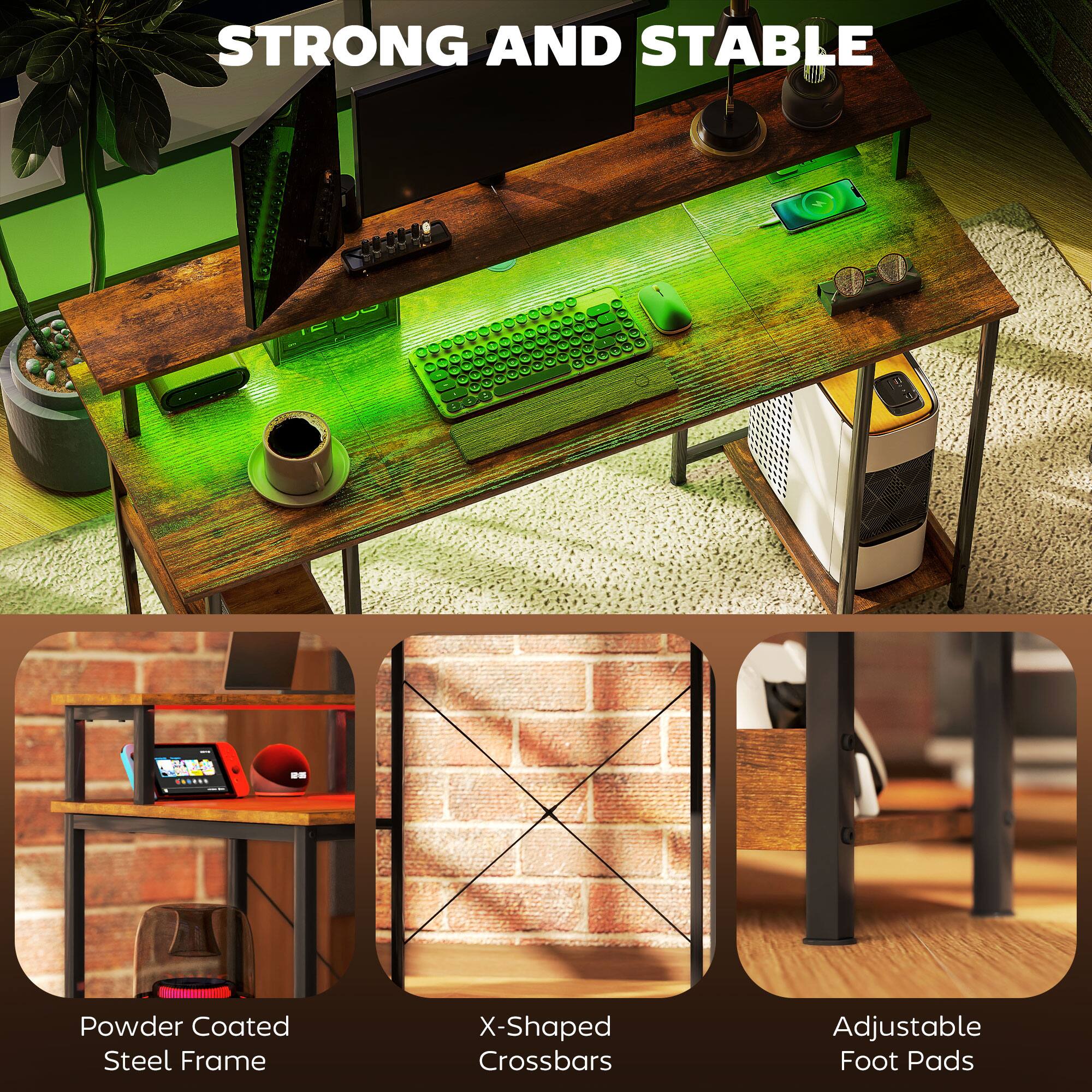 STRONG AND STABLE - Powder Coated Steel Frame, X-Shaped Crossbars, Adjustable Foot Pads